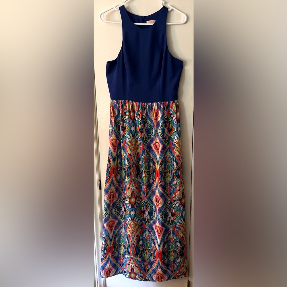 Anthropologie Nell Couture Silk Small Maxi Sleeveless Sundress S Blue